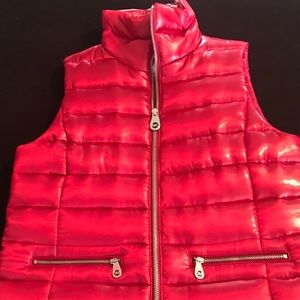 Michael Kors Lipstick Red Puffer Vest, Size Small